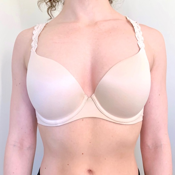 Aerie Sunnie PushUp Bra Light Pink Lace Strap 34C Padded Underwire Sexy Coquette - Picture 2 of 6